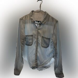 light blue light weight raw hem shirt